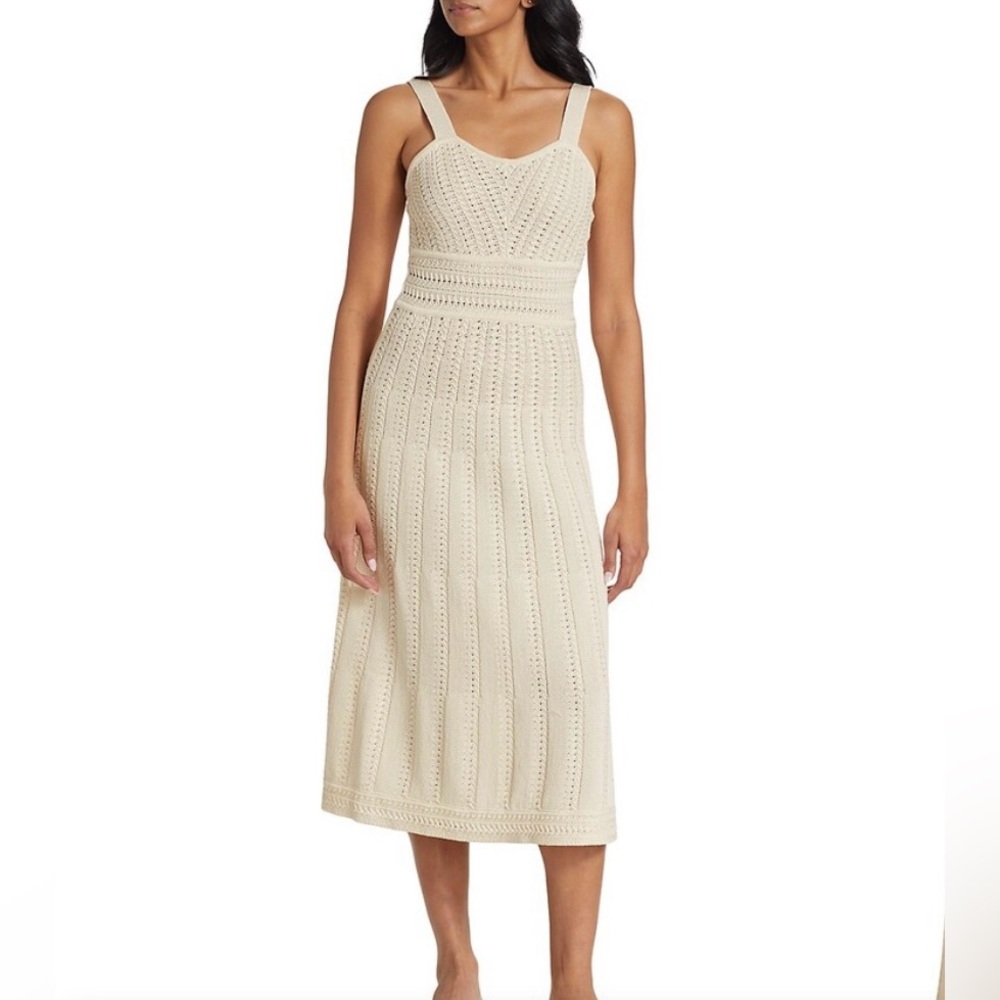 DH New York Layla pointelle knit dress, cream, size small